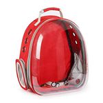 PSK PET MART Transparent Carrier Bagpack for Small Puppy Dog Cat | Breathable Capsule Dog Cat Carry Bag Hiking for Travel (Red)