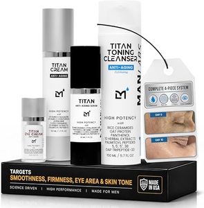 Man Labs Titan Sports Anti-Aging Mens Skin Care Kit – Cleanser, Face Serum, Mens Eye Cream, Face Moisturizer – Skin Care Men – Dark Circles, Wrinkles, Fine Lines – Vitamin C, Niacinamide, HA–Unscented