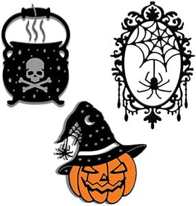 3PCS Halloween Dies for Card Making DIY Scrapbooking Halloween Pot Spider Web Skull Pumpkin Metal Cutting Dies for Paper Crafting Handmade Crafts Scrapbooking Supplies Metal Die Cuts Arts Crafts