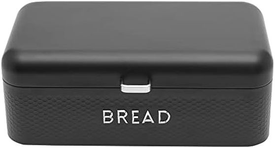 Home Basics Bread Box for Kitchen Counter Dry Food Storage Container, Bread Bin, Store Bread Loaf, Dinner Rolls, Pastries, Baked Goods & More, Home Kitchen Decor (SOHO BLACK)