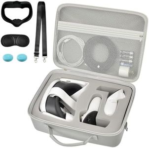 Hard Carrying Case for Met Quest 3/ Quest 3S/ for Oculus Quest 2 All-in-One VR Gaming Headset and Touch Controllers, Travel Storage Bag with Silicone Face Cover & Lens Protector & Accessories - Grey