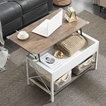 VINGLI 36" Lift Top Coffee Table with Free Cloth Storage Bins, White Walnut Framhouse Coffee Table for Living Room, Small Modern Coffee Table for Small Space in Minimalistic Style, Dark Walnut