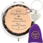 MALLAbyLAMMA to My Daughter in Law Gifts, Daughter-in-Law Compact Mirror Engraved, Daughter in Law Keychain, Sentimental Gift for Daughter in Law Birthday Christmas Mothers Day