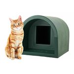 The Original Mr Snugs KatDen® Plastic Outdoor Waterproof Plastic Cat Shelter Kennel - Dark Green Colour