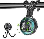 LAMJAD Pram Fan,Portable Handheld fan with Flexible Tripod,USB and Battery Operated & 360° Rotation Personal Fan for Crib Office Treadmill Bike Travel Camping (Black)