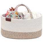 Febzoce Baby Nappy Caddy Organiser, Diaper Changing Bag Newborn Shower Gift Basket 38 x 26 x 18 cm, Neutral Brown