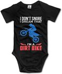 Nepairr I Dream I'm A Dirt Bike Unisex Baby Romper Bodysuit One Piece Jumpsuit Outfits Clothes, Black, 6-9 Months