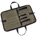 Ganata Knife Bag(4 Slots), Chef Knife Case Waxed Canvas Knife Carrying Pouch for Men&Women Green