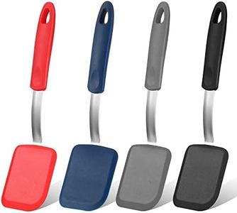 Gejoy 4 Pcs Silicone Cookie Spatula Turner Mini Brownie Spatula Flexible Silicone Spatulas Nonstick Cookware Heat Resistant No Scratch Flipper Baking Utensils for Egg Pancake (Gray, Blue, Black, Red)