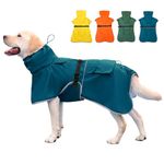 KOOGAL Waterproof Dog Raincoat Adjustable Dog Hooded Slicker Poncho Raincoat for Medium Large Dogs, Reflective Dog Rain Jacket (Blue, 7XL)