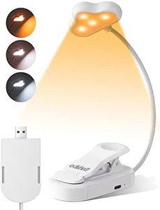 EDISHINE Leselampe Buch Klemme, USB wiederaufladbare Buchlampe, Led Bett Lesezeichen zum Anstecken, 3 Farbmodi & Stufenlos Dimmbar, Augenschonendes Leselicht Geschenk für Leser, Kinder(Weiß)