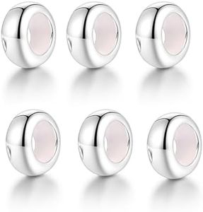 LOVANS 6 PCS Stoppeur/Bloqueur Charms Argent 925 Sterling Breloque pour Bracelet Caoutchouc Spacer Stopper Perles Charmes pour DIY Europe Bracelets