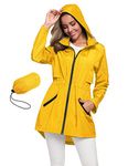 Womens Plus Jackets Lightweight Windbreaker With Hood Waterproof Long Raincoat Yellow Xxl