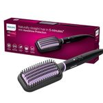 Philips Hair Straightener Brush - Everyday Frizz Free Hair in 5 min I Natural Styles with volume | Shiny and Smooth Hair I No Scalp Burns | ThermoProtect Technology I Keratin Bristles I Triple Bristle Design I Travel Friendly I BHH880/10