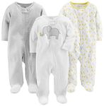 Simple Joys by Carter's Baby 3-Pack Neutral Sleep and Play, Elephant, Stripe, giraffe, 3-6 Months