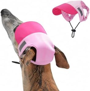 FUAMEY Dog Sun Hat, Adjustable Dog Baseball Cap Visor with Ear Holes, UV Protection Breathable Summer Hat for Large Dogs (Pink, Large)