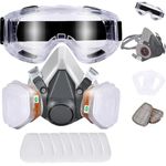 Amonanak Respirator Mask with Filters, Welding Respirator Paint Mask with Goggles Reusable Gas Mask Full Face Respirator + 8 Cotton Filters + Goggles