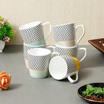 Femora Handcrafted Ceramic Coffee & Tea Cup Set of 6, 160 ML, Multicolor