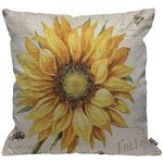 HGOD DESIGNS Sunflower Cushion Cover,Oil Painting Sunflower Throw Pillow Case Home Decorative for Men/Women Living Room Bedroom Sofa Chair 18X18 Inch Pillowcase 45X45cm