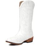 IUV Cowboy Boots For Women Pointy Toe Women's Western Boots Cowgirl Boots, White, 9