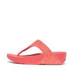 Fitflop Women's LULU Glitter Toe-Thongs Sandal, Rosy Coral, 9 UK