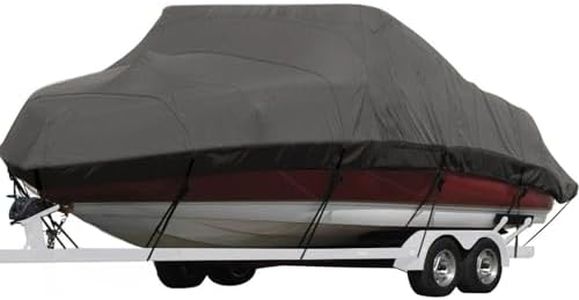 Seamander Trailerable Boat Cover Fits V-Hull, Center Console, 17'-19'L Beam Width up to 96" Dark Grey