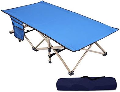 REDCAMP Folding Kids Cot for Sleeping 5-10, Portable Toddler Cot Bed Child Travel Cot for Camping, Blue 53''x26''