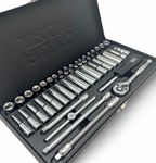 Autojack 41 Piece Socket Set 1/4" Metric & Imperial Sq Drive Ratchet Sockets Premium Quality Size 4-13mm Deep and Standard, Includes Metal Storage Case