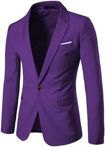 UNINUKOO Mens Sport Coat Slim Fit Suit Blazer Jacket One Button Lightweight for Casual Business US Size 38 Purple