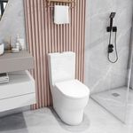 Robanmoa Close Coupled Toilet WC Back to Wall Comfort Height Toilets for Bathrooms Cloakroom, White Ceramic Toilet Pan & Dual Flush Cistern Soft Close Seat Oval Compact Toilet