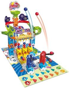VTech - Marble Rush, Circuit à Billes Gaming Set S300, Jeu de Construction, 62 Pièces, 12 Billes, 1 Tapis de Jeu Recto Verso et 6 Jetons, Cadeau Enfant Dès 4 Ans - Contenu en Français