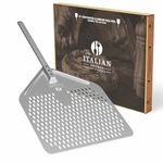 Perforated Pizza Peel 13"W x 16.7"L - Professional Restaurant Grade Large Metal Pizza Peel - 27.3" Long Handle Aluminum Turning Pizza Peel - Commercial Pizza Paddle