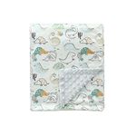 CREVENT Minky Baby Blanket for Boys Soft Plush Receiving Gift for Newborns Toddlers (Cute Animal Printed + Dot Backing - Dinosaur 75X100 cm)