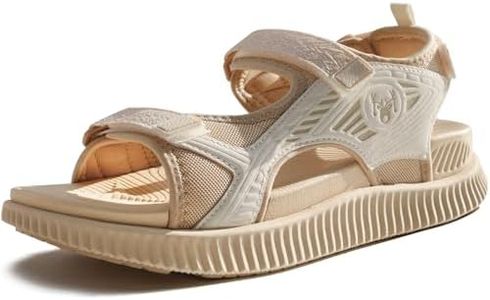KuaiLu Womens Orthopedic Walking Sandals Comfortable Arch Support Plantar Fasciitis Relief Sport Recovery Chunky Cushion Adjustable Summer Outdoor Beach Vacation Athletic Water Shoes Beige Size 12