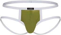 ZEGOO Men's Open Back Jockstrap Sexy Buttock Bulge Pouch Underwear, Armygreen, Large