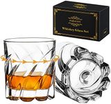 PARACITY Spinning Whiskey Glasses Set of 2, Rotatable Old Fashioned Glasses, Cocktail Glasses, Rock Glasses, Bourbon Glasses for Bar, Party and Home, Whiskey Glasses Gift for Men