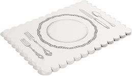 Paper Placemats for Table, White Mats with Scalloped Edge (14 x 10 in, 100 Pack)