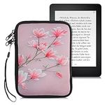 kwmobile Neoprene e-Reader Pouch Size 6" eReader - Universal eBook Sleeve Case with Zipper, Wrist Strap - Pink/White/Dusty Pink