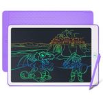 Coolzon Colourful LCD Writing Tablet Kids, 15 Inch Erasable Writing Tablet with Lock Function Kids Drawing Pad for Painting Drawing and Memo Lists,Free Animal Cartoon Stickers,Purple