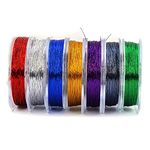 MNFT 7Pcs 50m/ Spool Metallic Guide Wrapping Lines DIY Fishing Line Thread Strong Nylon for Rod Building 7 Colors Rod Building Wrapping Thread (Solid Color, 50)