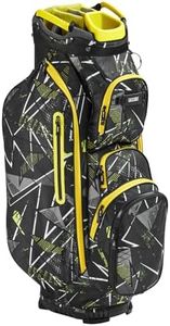 GEESEE 14-Way Golf Cart Bag with Full-Length Dividers–Golf Bag Featuring Cooler Pocket, Rain Hood, 9 Pockets & Padded Strap–Ideal Golf Club Organizer for Men & Women