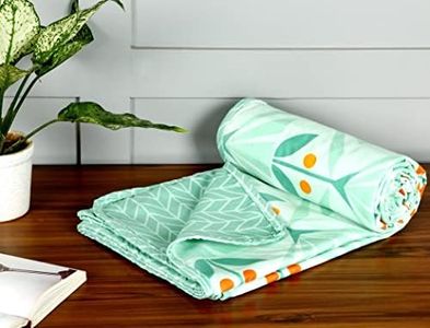 BSB HOME Pure Cotton 120 GSM Reversible Soft Lightweight Printed Double Bed Blanket/AC Dohar/Skin Friendly Dohar-220x230 cm-Light Green