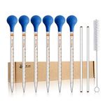 6PCS 10ml Glass Graduated Droppers Lab Pipettes Dropper Liquid Pipette with 6 Rubber Caps 2PCS 20CM Glass Stir Rod and Droppers Brush