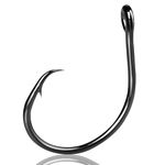 9KM DWLIFE Circle Hooks Inline,Fishing Hooks Barbed Saltwater 25Pcs Black/Closed Eye/Non-offset/Wide Gap for Catfish Striped Bass Size 4# 2# 1# 1/0 2/0 3/0 4/0 5/0 6/0 7/0 (4#)