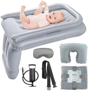 Inflatable Toddler Travel Bed-Airplane Bed for Toddler, Flyaway Kids Bed, Airplane Seat Extender for Kids with Blanket, Neck Pillow, Blindfold, Sides Pump and Seat Belt