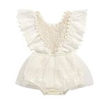 Alunsito Summer Infant Toddler Baby Girl Clothes Lace Ruffle Sleeveless Tutu Skirt Baby Toddlers Tulle Tutu Romper Dress White