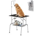 PawHut Quality Guaranteed 36-inch Stainless Steel Dog Grooming Table with Adjustable Arm and Basket (5663-0769)