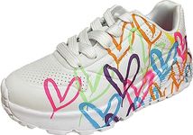 Skechers girls Uno Lite spread the Love, White/Mint, 5.5 Big Kid