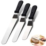 6", 8", 10" Blade Stainless Steel Spatula Set, Icing Spatula for Cake Decorating Smooth Frosting Spatula Set of 3 (Black)