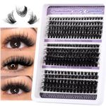 SIISTAS Fluffy Cluster Lashes 60D+80D+100D Thick Individual Eyelashes 300PCS D Curl Soft and Wispy 10-18MM Cluster Eyelash Extensions Natural Russian Cluster Lashes at Home(60+80+100D)